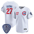 C.Cubs #27 Seiya Suzuki Player White Pinstripe Vapor Premier Limited Home Edoa Stitched Jerseys