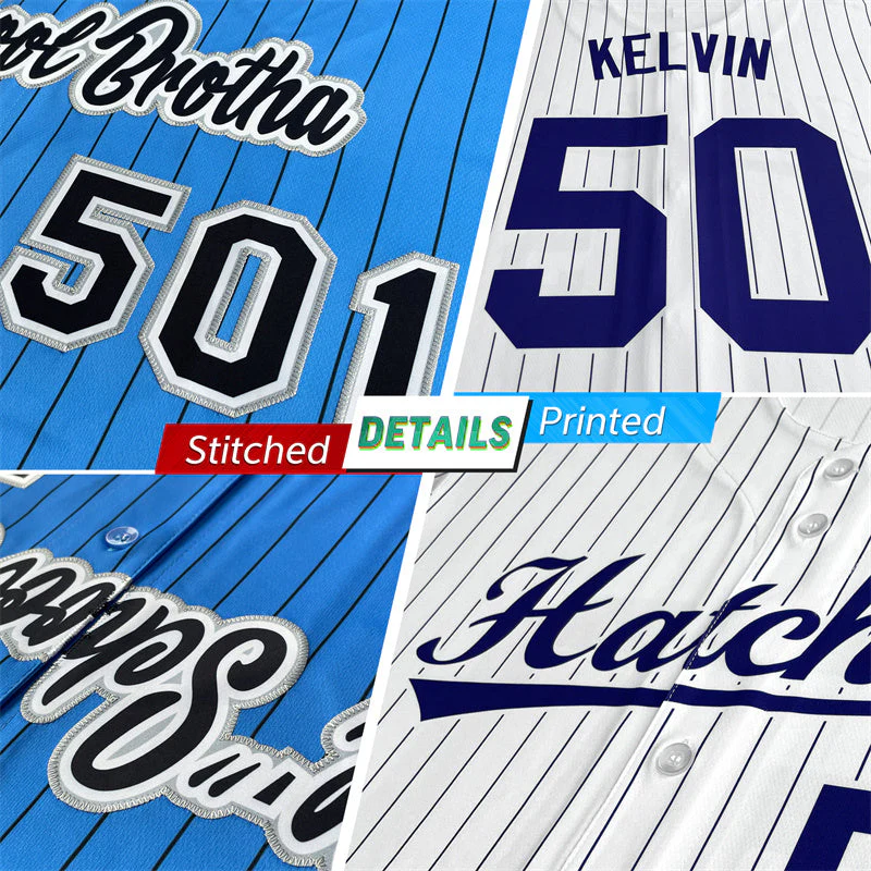 Custom White Navy Stripe Fashion Authentic Baseball Jersey-1