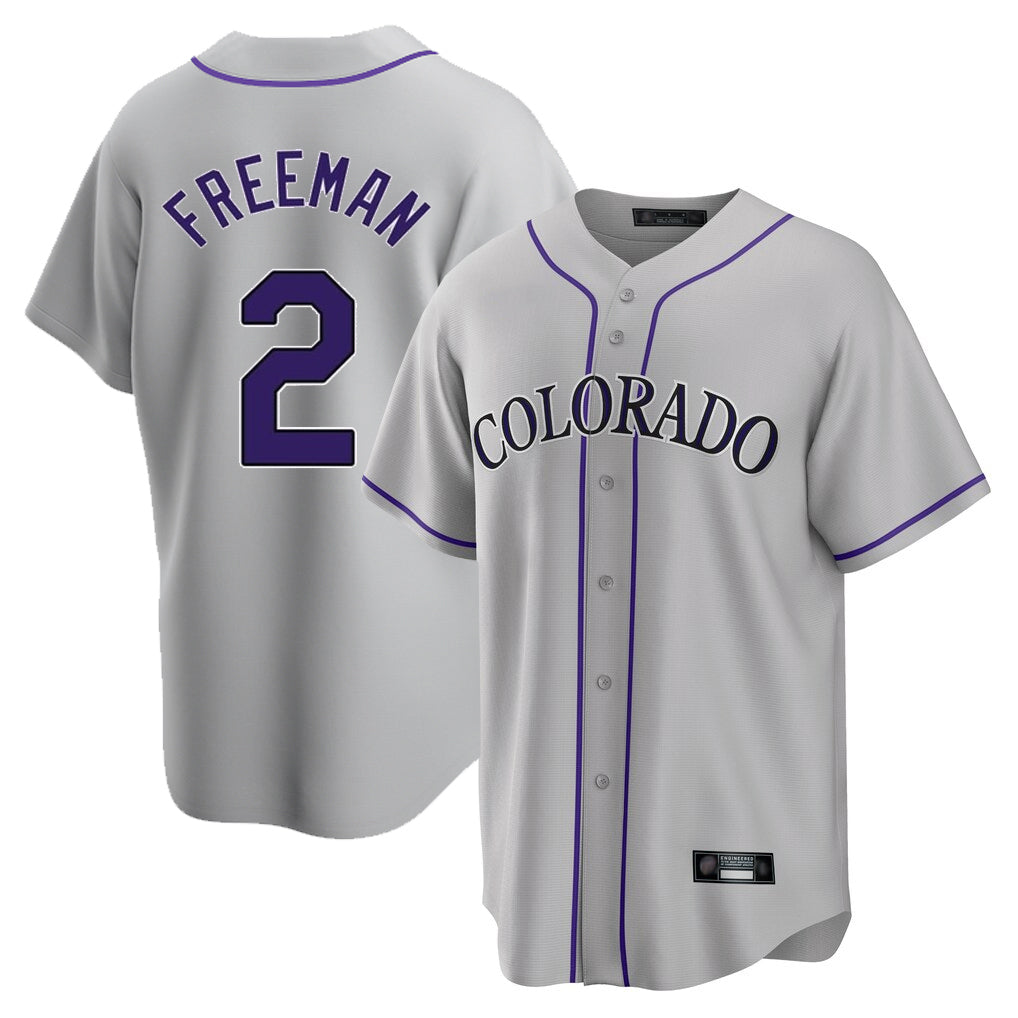 C.Rockies #2 Tyler Freeman Player Gray Game Home Edoa Stitched Jerseys