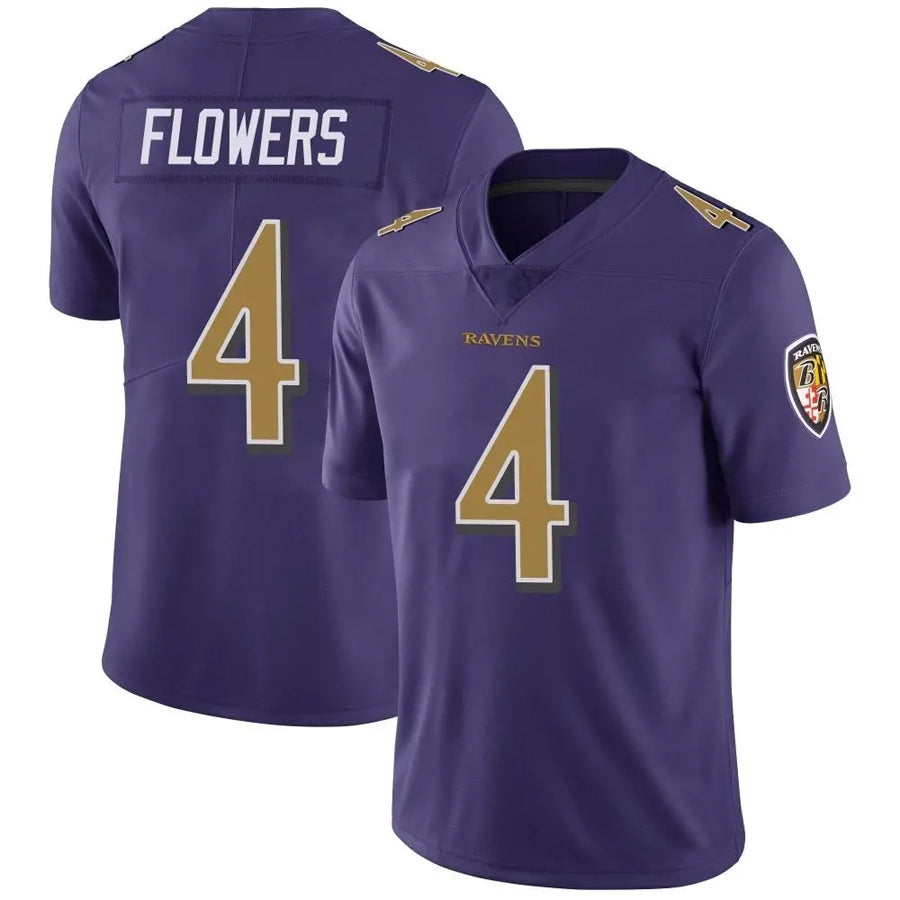 B.Ravens #4 Zay Flowers Player Purple Color Rush Vapor Untouchable Limited Home Game Edoa Stitched Jerseys