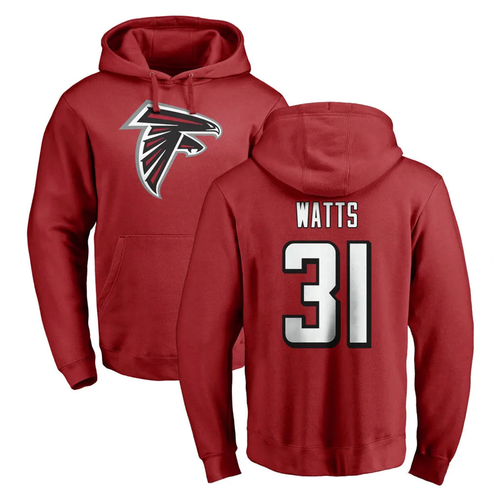 A.Falcons #31 Xavier Watts Player Red Pullover Hoodies Home Game Edoa Stitched Jerseys