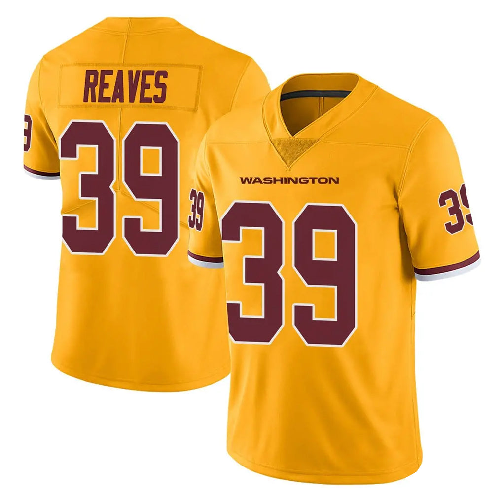W.Commanders #39 Jeremy Reaves Player Gold Limited Color Rush Home Game Edoa Stitched Jerseys