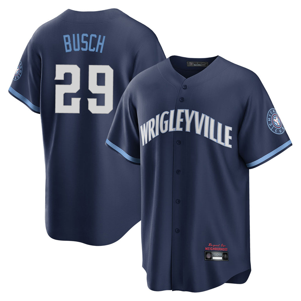 C.Cubs #29 Michael Busch Player Navy City Connect Home Game Edoa Stitched Jerseys