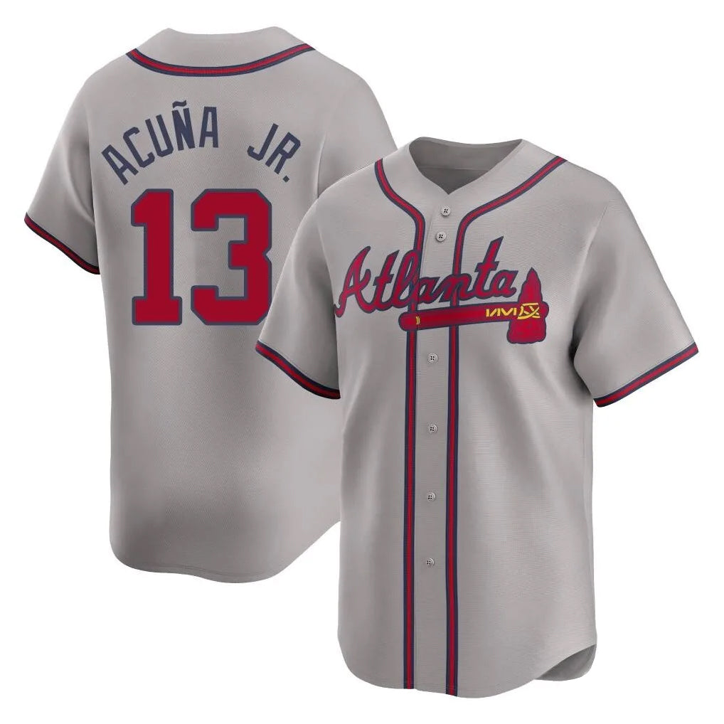 A.Braves #13 Ronald Acuna Jr Player Gray Limited Home Game Edoa Stitched Jerseys
