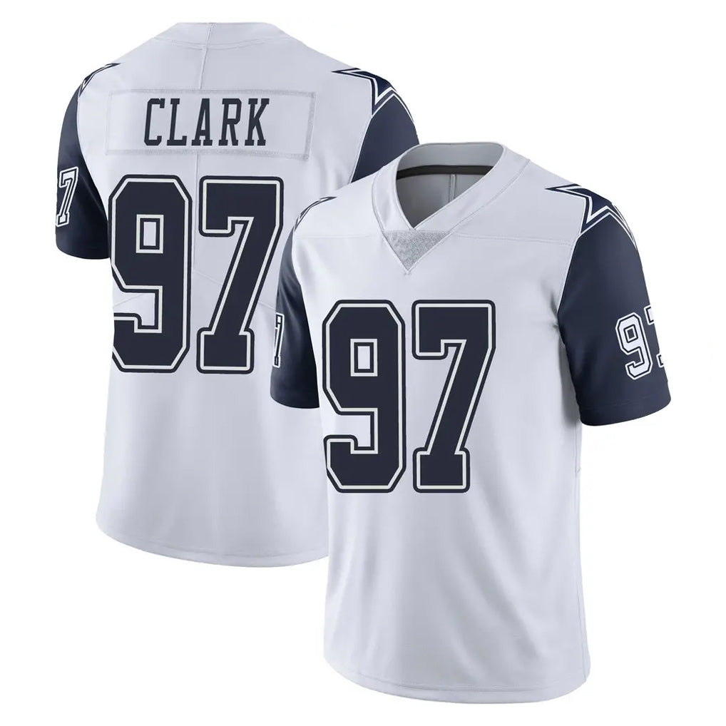 D.Cowboys #97 Kenny Clark Player White-Navy Limited Color Rush Vapor Untouchable Home Game Edoa Stitched Jerseys