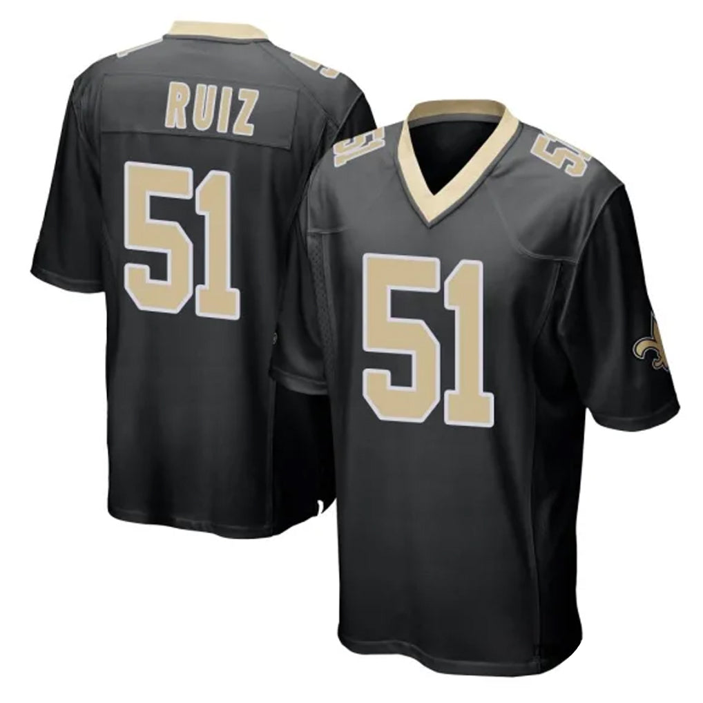 NO.Saints #51 Cesar Ruiz Player Black Home Game Edoa Stitched Jerseys