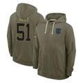 C.Panthers #51 Sam Mills Player Olive Salute to Service Hoodies Game Edoa Stitched Jerseys