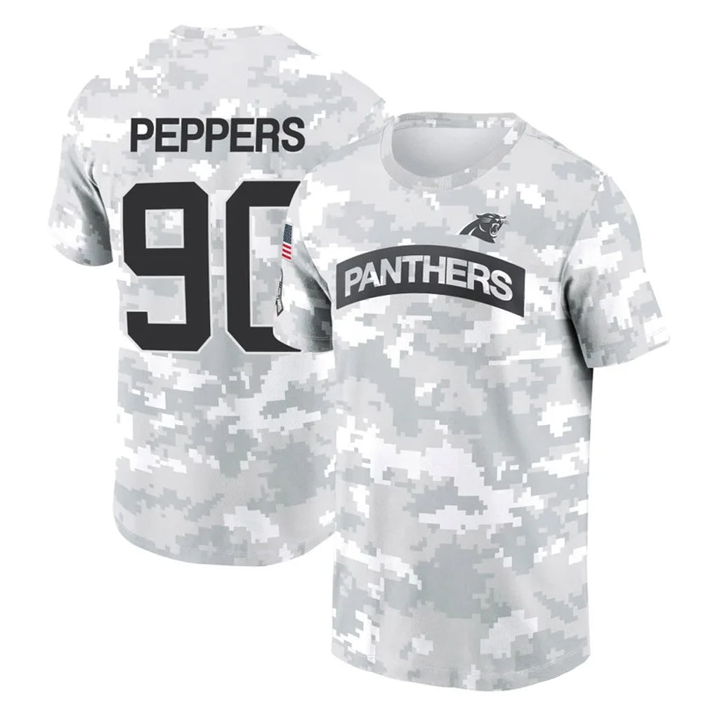 C.Panthers #90 Julius Peppers Player Arctic Camo Salute to Service T-Shirt Hoodies Edoa Stitched Jerseys