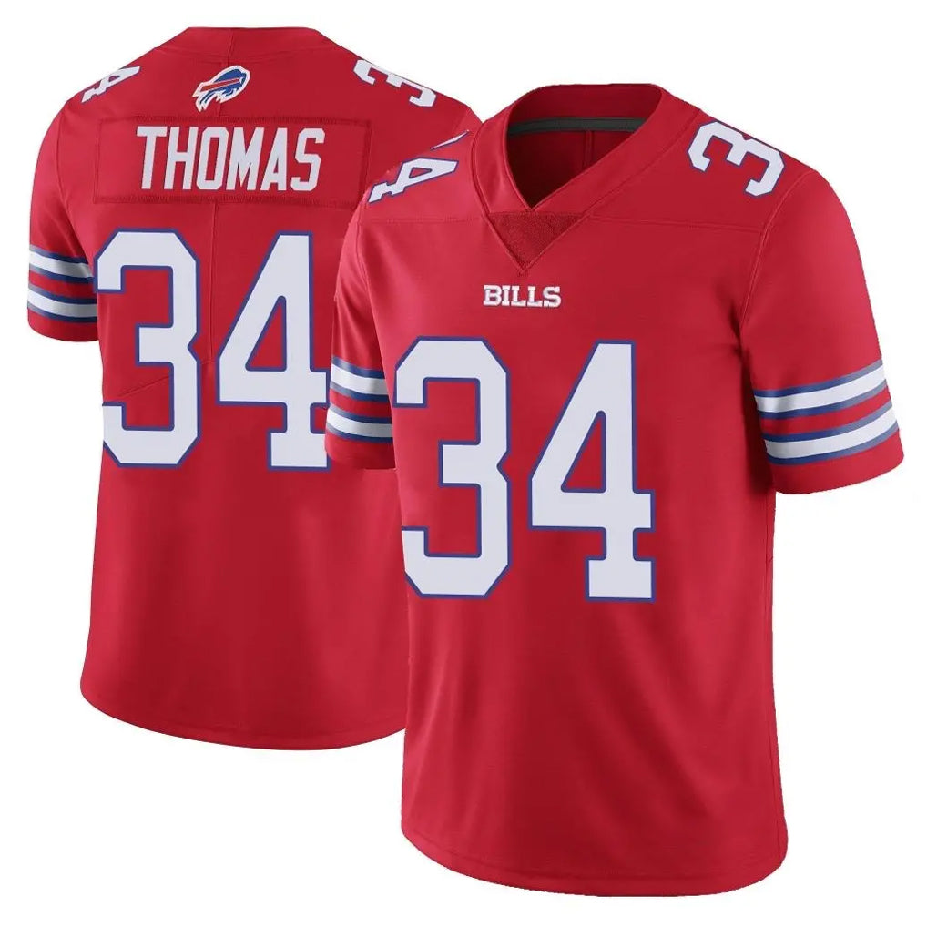 B.Bills #34 Thurman Thomas Player Red Vapor Untouchable Limited Home Game Edoa Stitched Jerseys