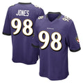 B.Ravens #98 Travis Jones Player Purple Color Rush Home Game Edoa Stitched Jerseys