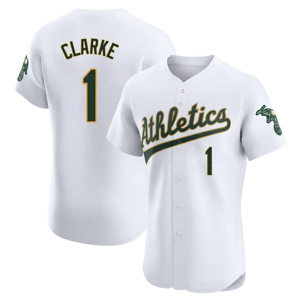 Athletics #1 Denzel Clarke Player White Limited Elite Home Game Edoa Stitched Jerseys