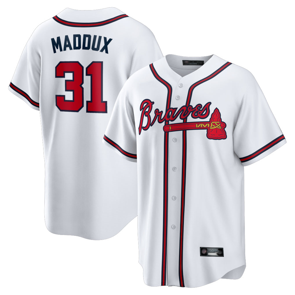 A.Braves #31 Greg Maddux Player White Home Game Edoa Stitched Jerseys