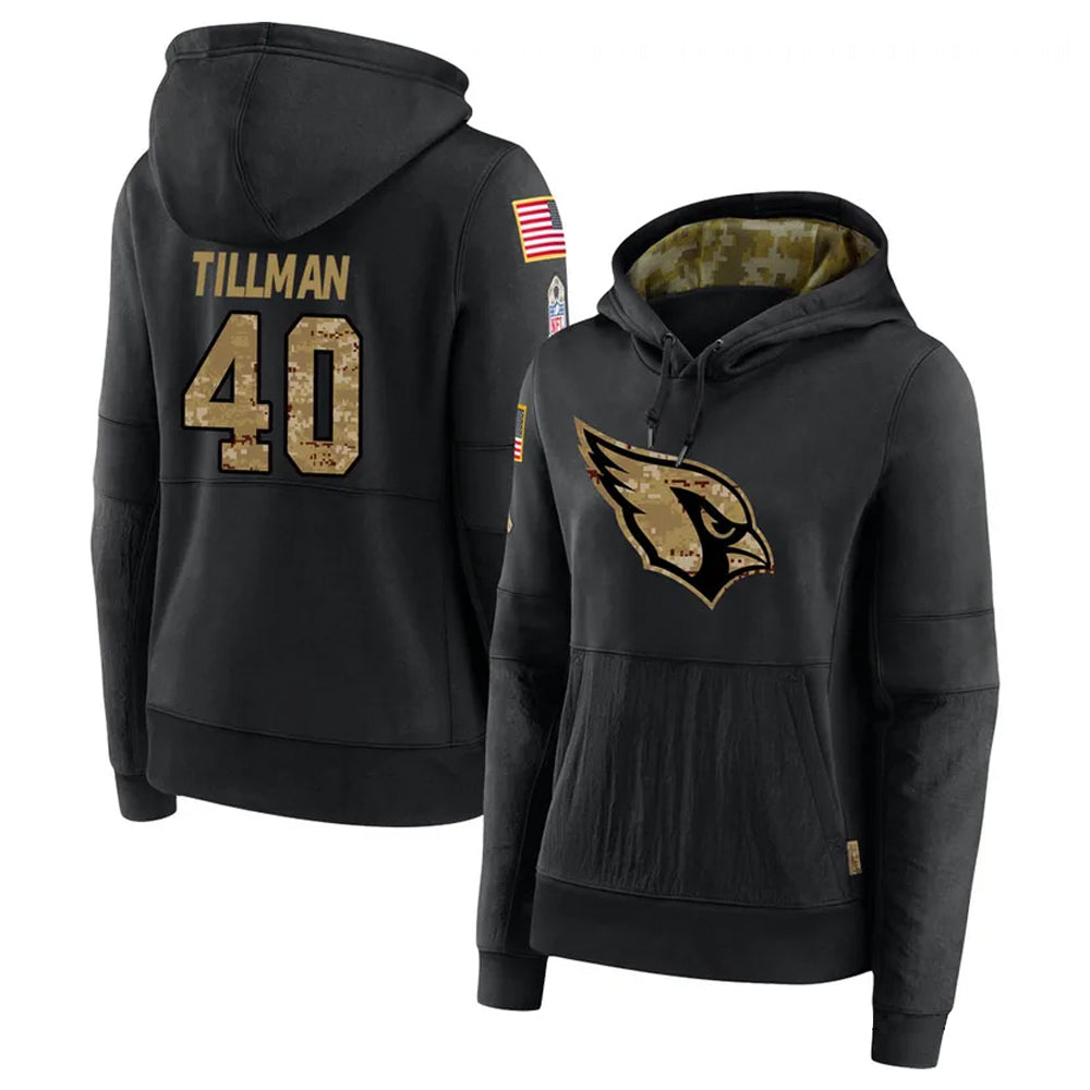A.Cardinals #40 Pat Tillman Player Black Salute to Service Limited Hoodie Edoa Stitched Jerseys