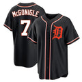 D.Tigers #7 Kevin McGonigle Player Black Fashion Out Home Game Edoa Stitched Jerseys