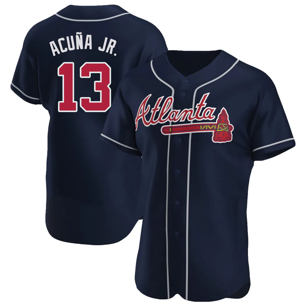 A.Braves #13 Ronald Acuna Jr Player Navy Limited Elite Home Game Edoa Stitched Jerseys