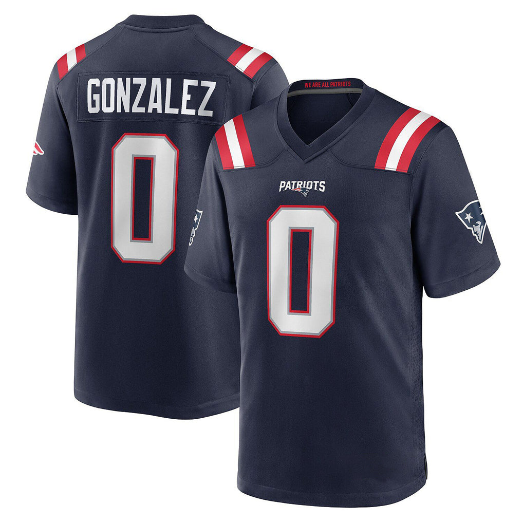 NE.Patriots #0 Christian Gonzalez Player Navy Home Game Edoa Stitched Jerseys