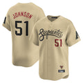A.Diamondbacks #51 Randy Johnson Player Tan City Connect Limited Home Game Edoa Stitched Jerseys