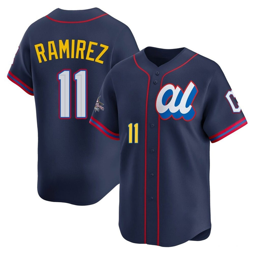 C.Guardians #11 Jose Ramirez Player Navy American League All-Star Edition Limited Home Edoa Stitched Jerseys
