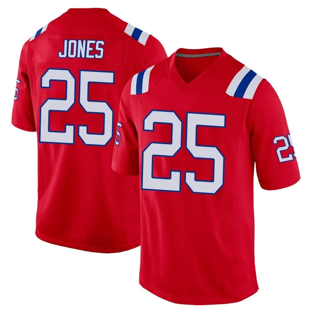 NE.Patriots #25 Marcus Jones Player Red Home Game Edoa Stitched Jerseys
