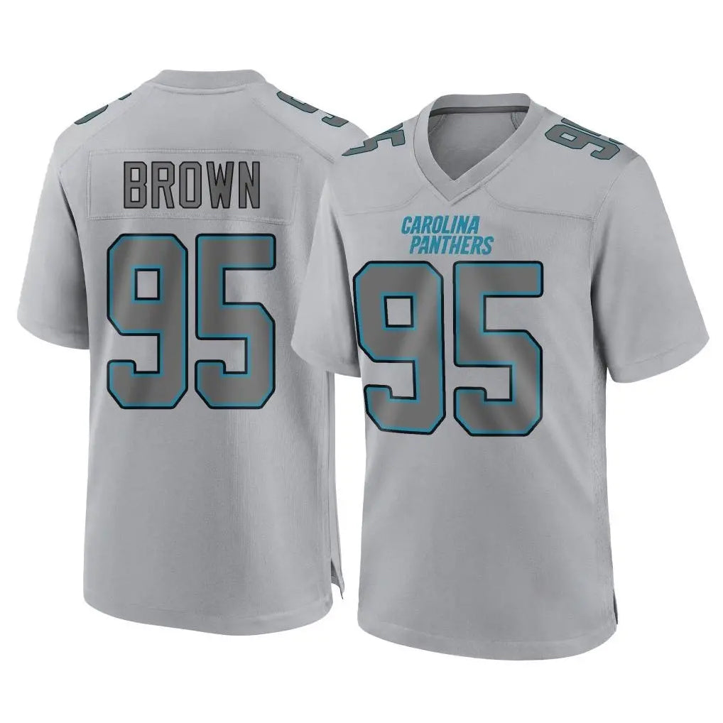 C.Panthers #95 Derrick Brown Player Gray Atmosphere Fashion Game Edoa Stitched Jerseys