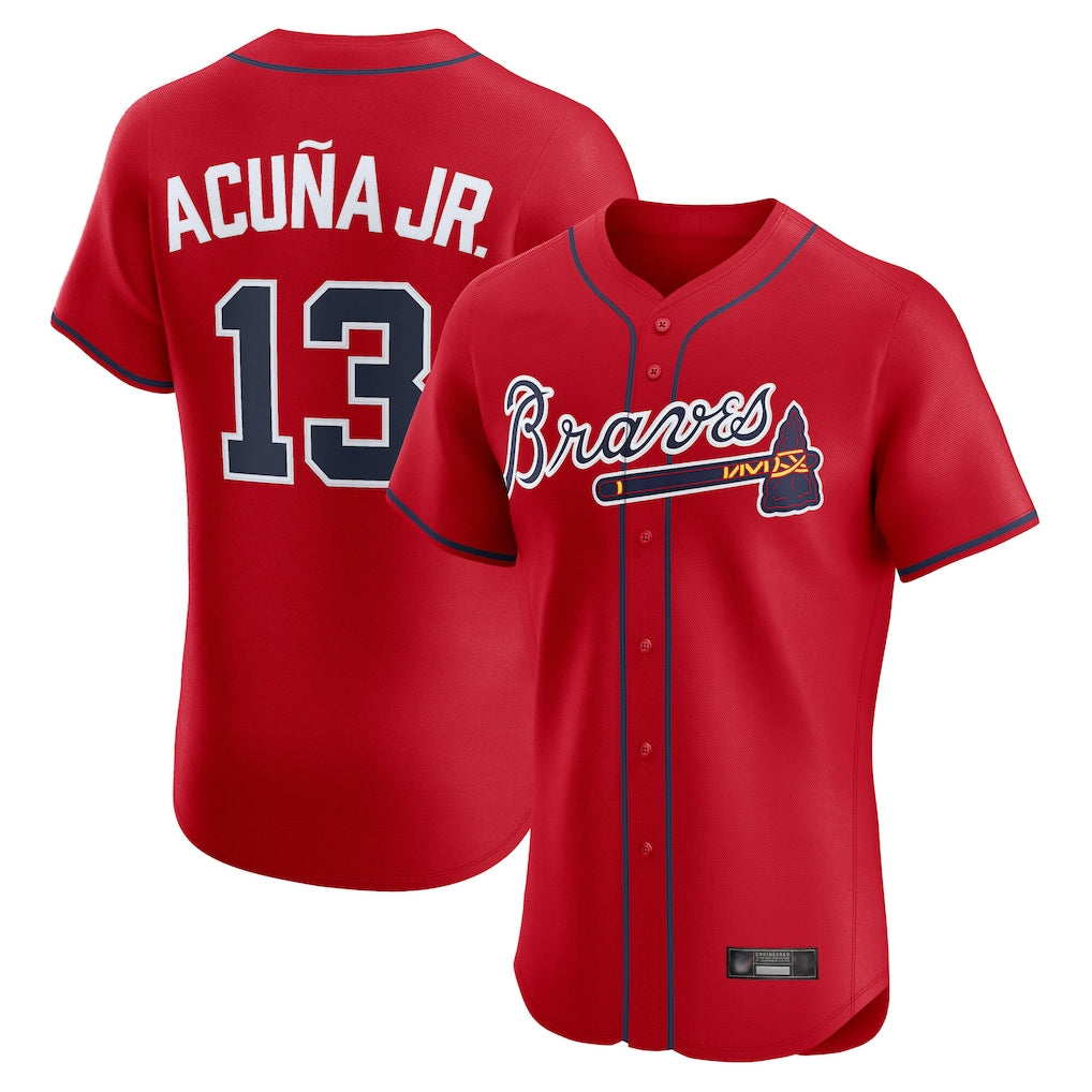 A.Braves #13 Ronald Acuna Jr Player Red Limited Elite Home Game Edoa Stitched Jerseys