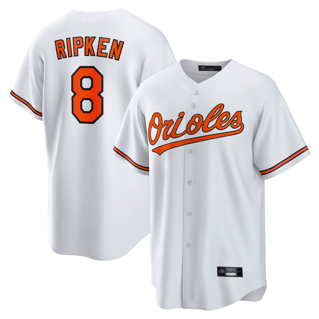 B.Orioles #8 Cal Ripken Player White Home Game Edoa Stitched Jerseys