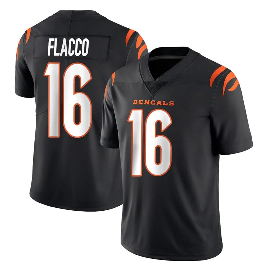 C.Bengals #16 Joe Flacco Player Black Vapor Untouchable Limited Home Game Edoa Stitched Jerseys