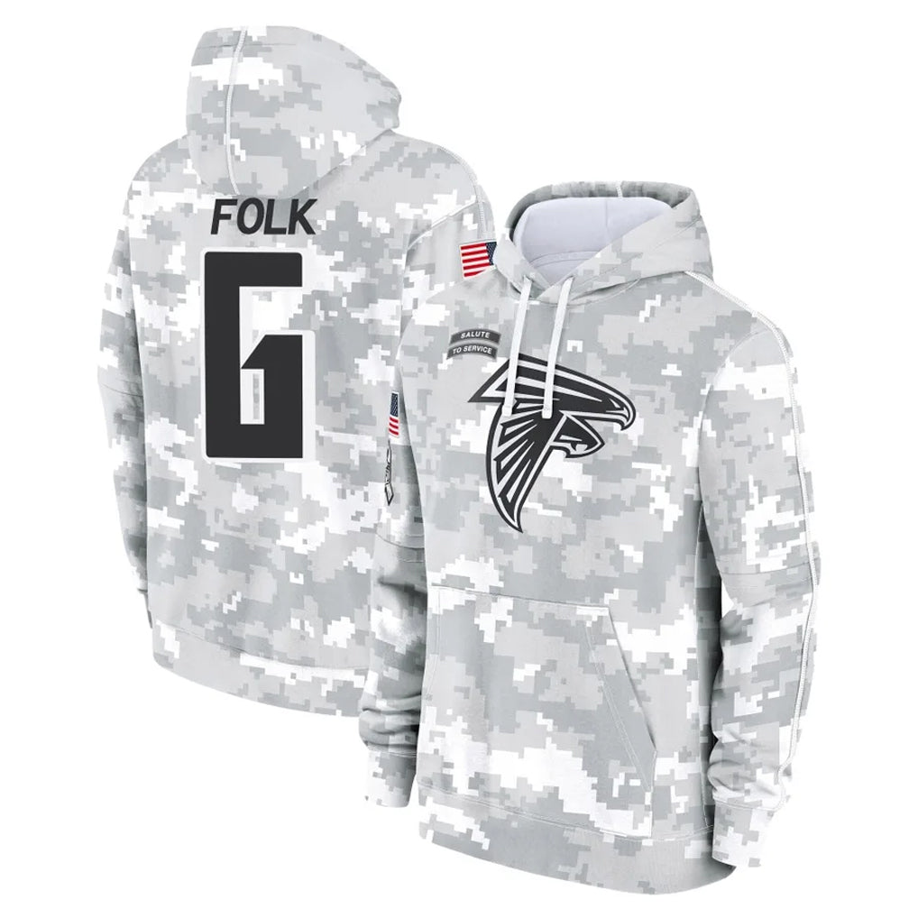 A.Falcons #6 Nick Folk Player Camo Arctic Salute to Service Hoodies Limited Edoa Stitched Jerseys