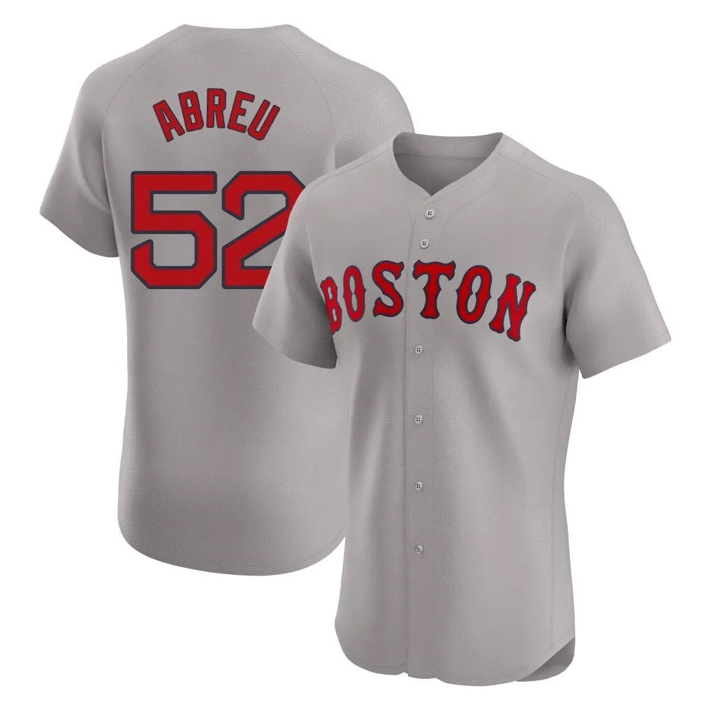 B.Red Sox #52 Wilyer Abreu Player Gray Road Limited Elite Home Game Edoa Stitched Jerseys