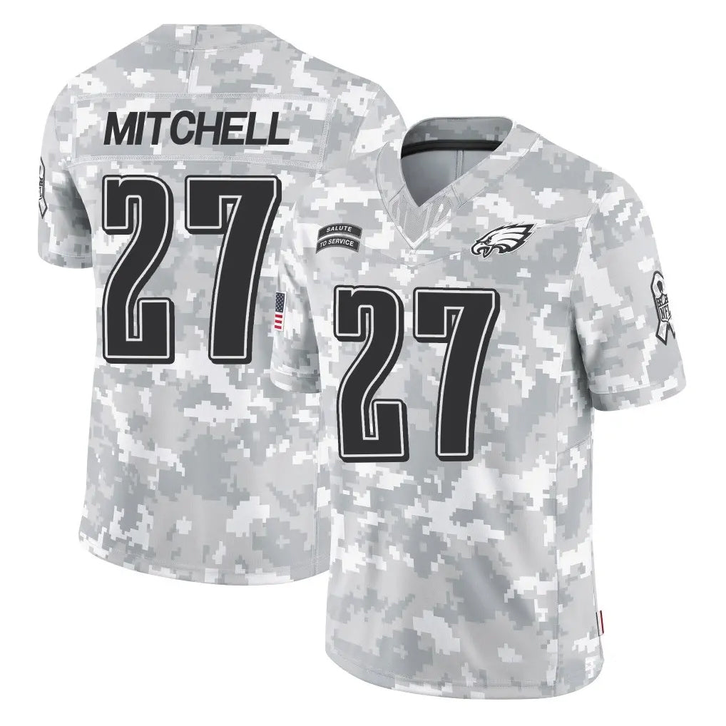 P.Eagles #27 Quinyon Mitchell Player Arctic Camo Salute to Service Limited Game Edoa Stitched Jerseys