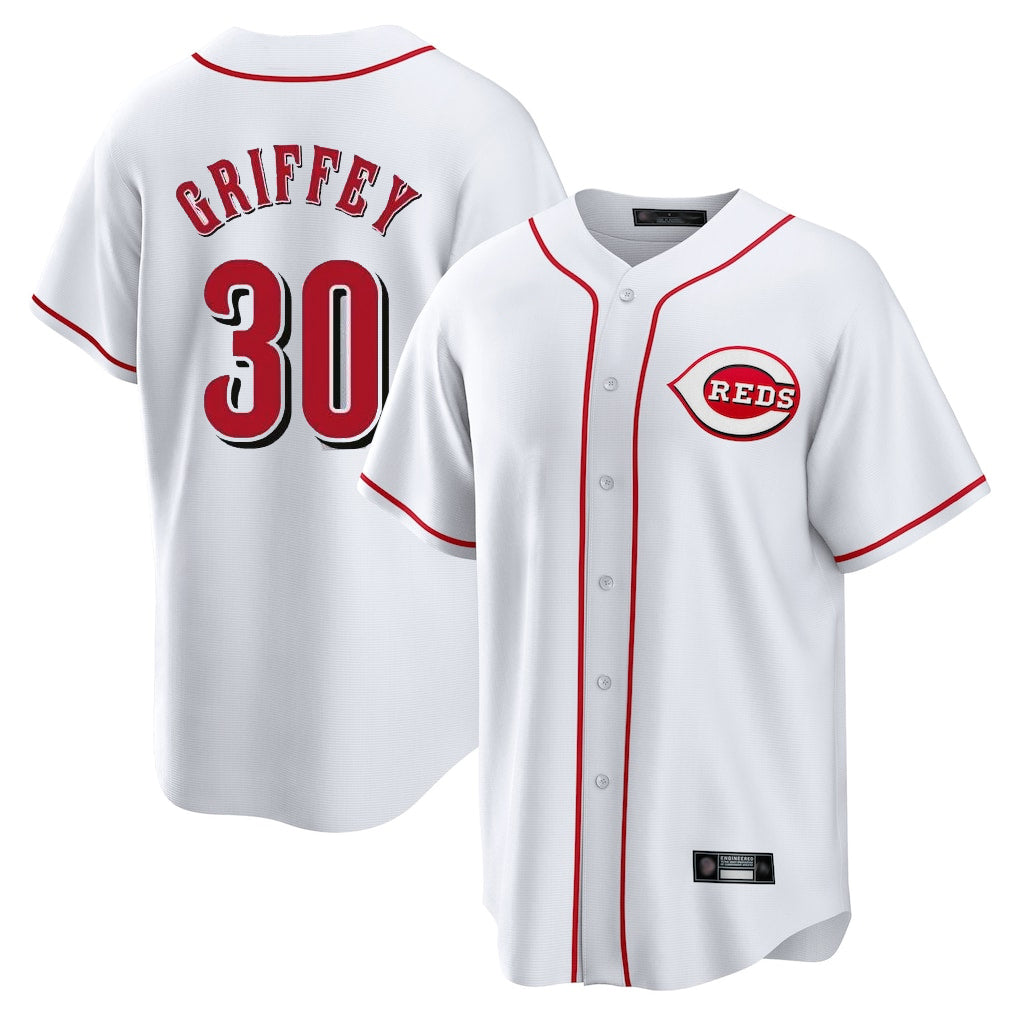 C.Reds #30 Ken Griffey Player White Game Home Edoa Stitched Jerseys
