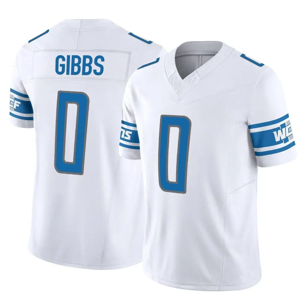 D.Lions #0 Jahmyr Gibbs Player White Vapor F.U.S.E. Limited Home Game Edoa Stitched Jerseys