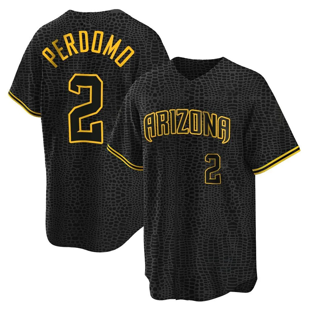 A.Diamondbacks #2 Geraldo Perdomo Player Black Snake Skin City Home Game Edoa Stitched Jerseys