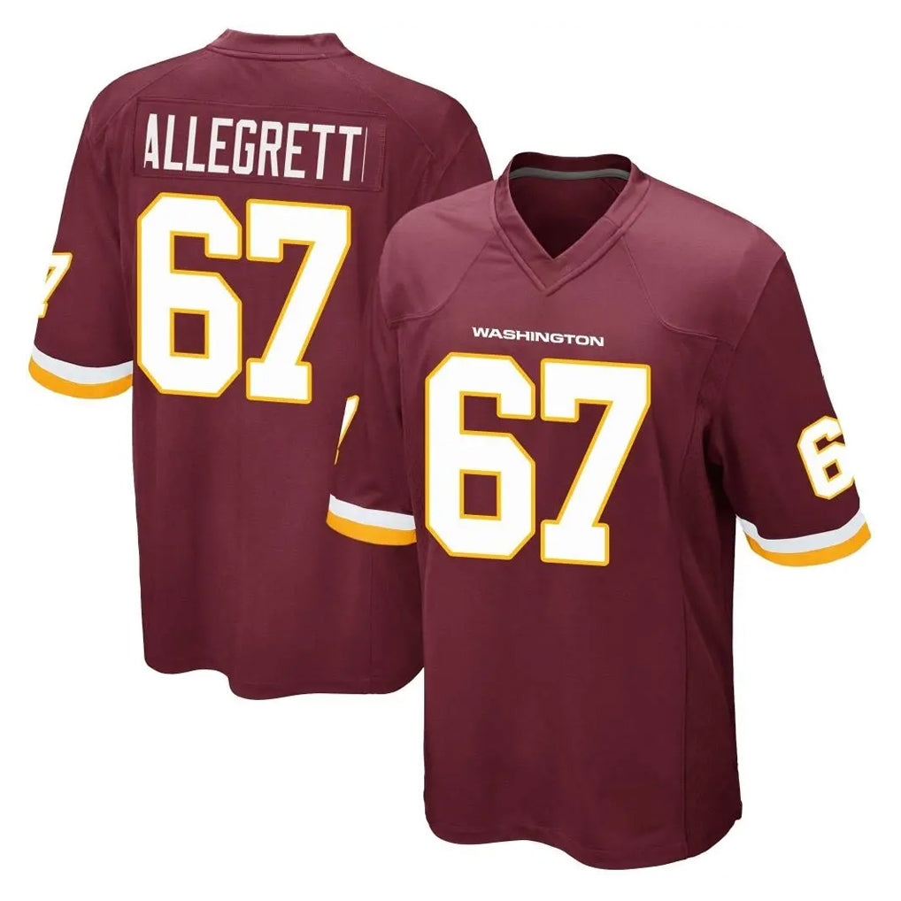 W.Commanders #67 Nick Allegretti Player Burgundy Team Color Home Game Edoa Stitched Jerseys