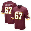 W.Commanders #67 Nick Allegretti Player Burgundy Team Color Home Game Edoa Stitched Jerseys