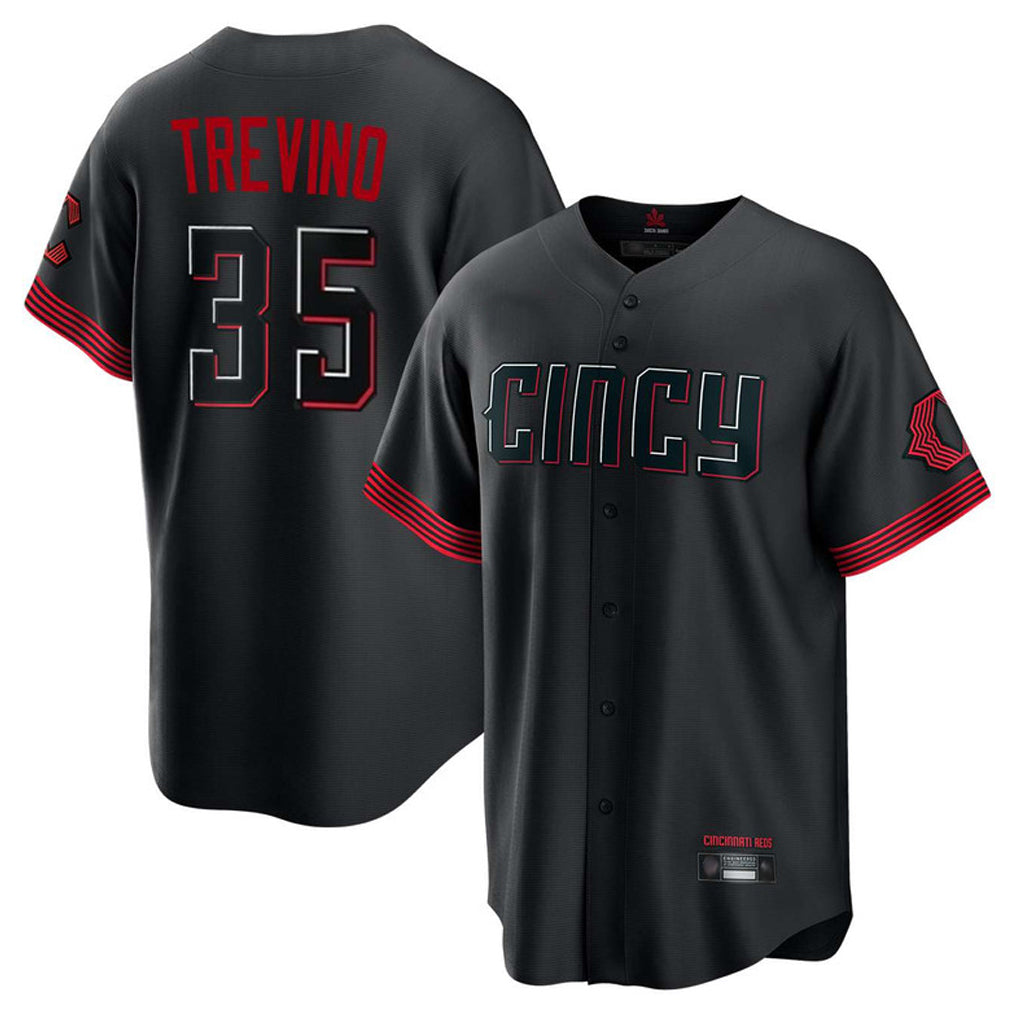 C.Reds #35 Jose Trevino Player Black City Connect Home Game Edoa Stitched Jerseys