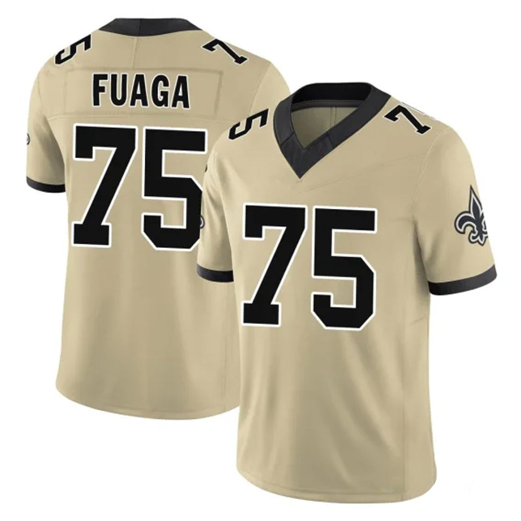 NO.Saints #75 Taliese Fuaga Player Gold Limited Vapor F.U.S.E. Home Game Edoa Stitched Jerseys