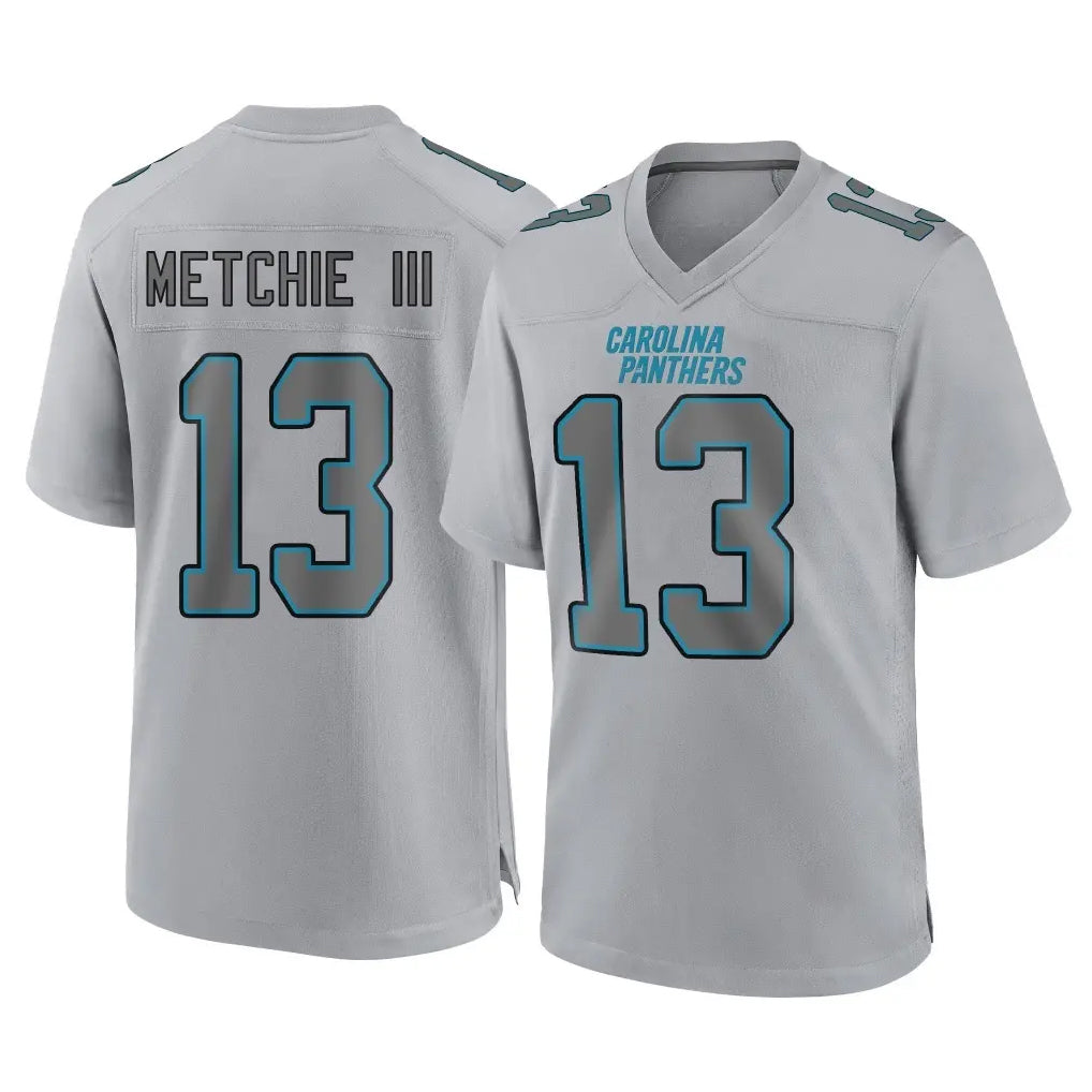 C.Panthers #13 John Metchie III Player Gray Atmosphere Fashion Game Edoa Stitched Jerseys