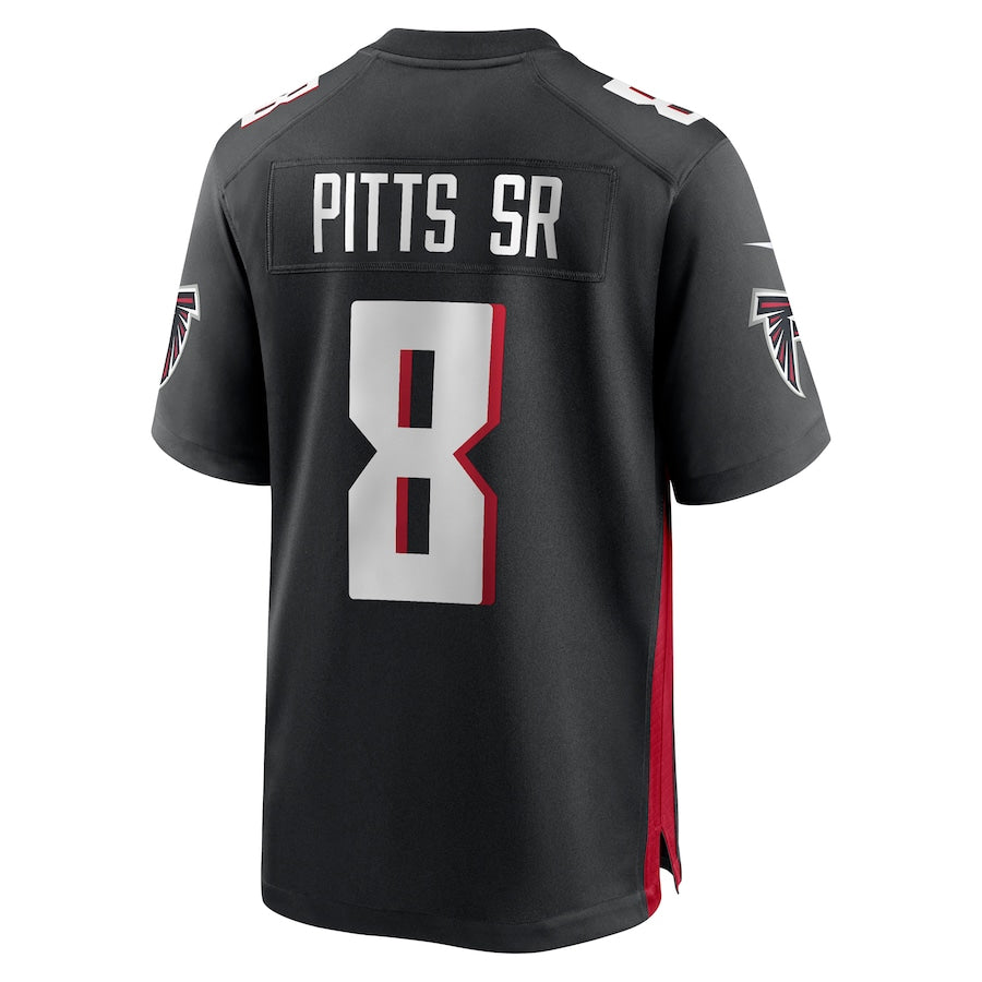 A.Falcons #8 Kyle Pitts Sr. Player Black Home Game Edoa Stitched Jerseys