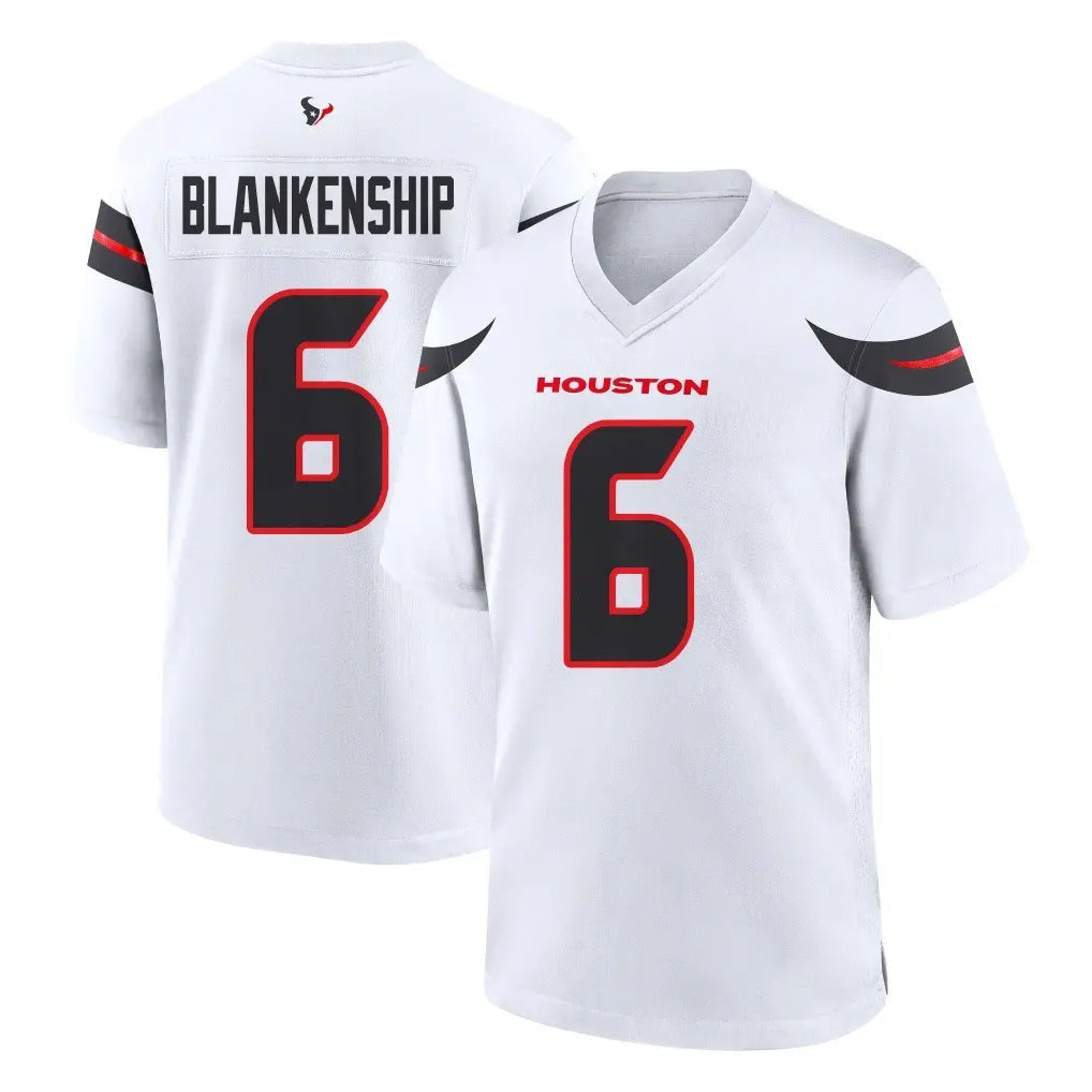 H.Texans #6 Reed Blankenship Player White Home Game Edoa Stitched Jerseys
