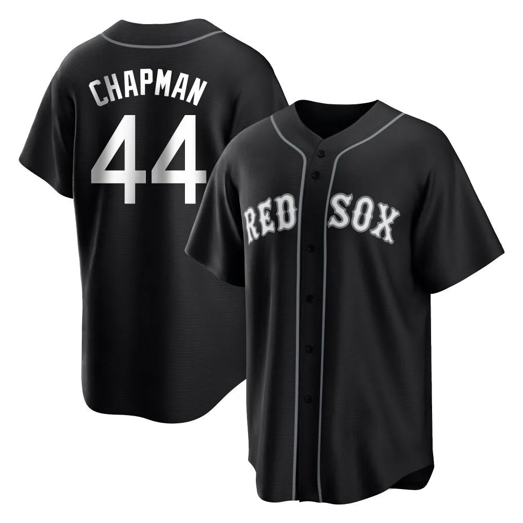 B.Red Sox #44 Aroldis Chapman Player Black Home Game Edoa Stitched Jerseys
