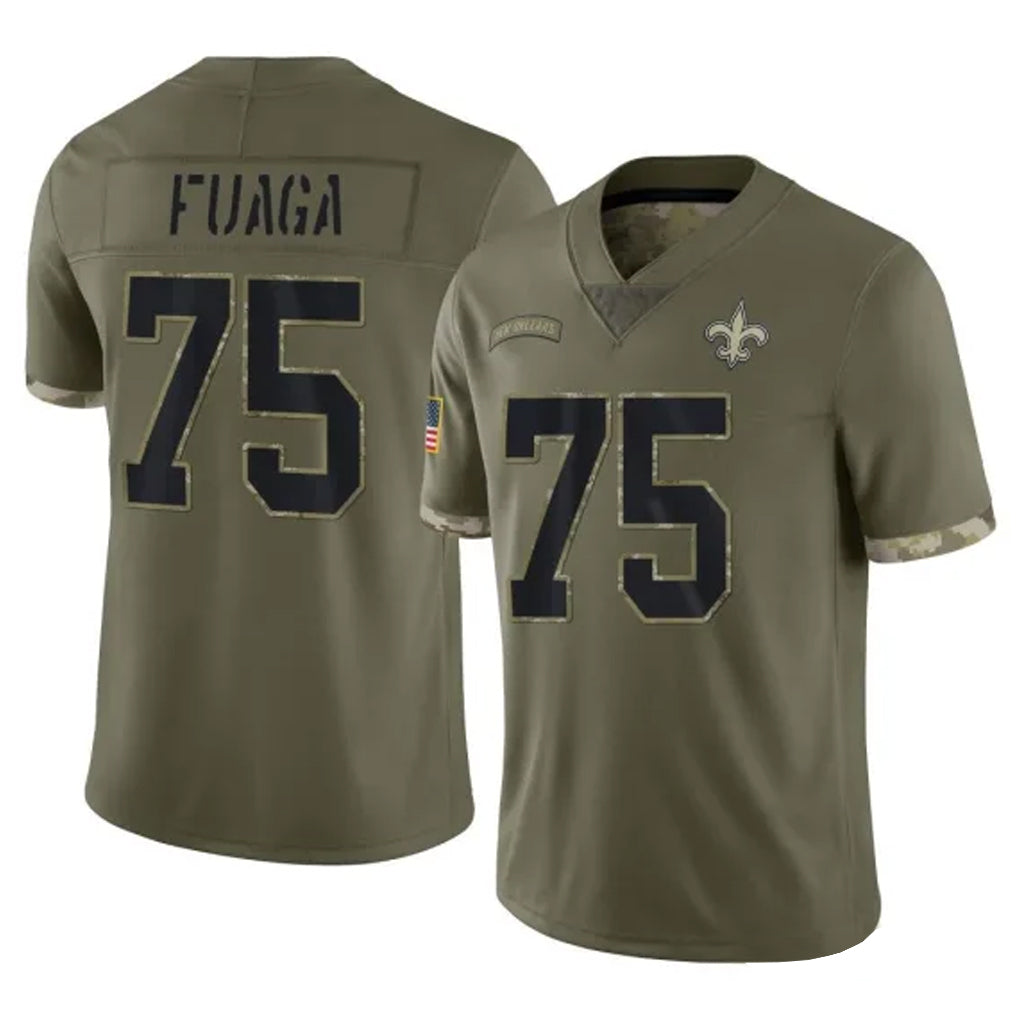 NO.Saints #75 Taliese Fuaga Player Olive Salute To Service Limited Edoa Stitched Jerseys