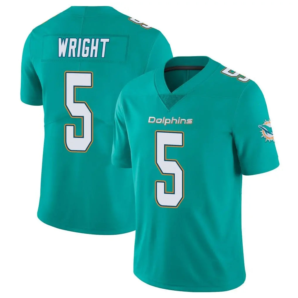 M.Dolphins #5 Jaylen Wright Player Aqua Limited Vapor Untouchable Home Game Edoa Stitched Jerseys