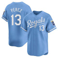 KC.Royals #13 Salvador Perez Player Light Blue Alt Limited Home Edoa Stitched Jerseys
