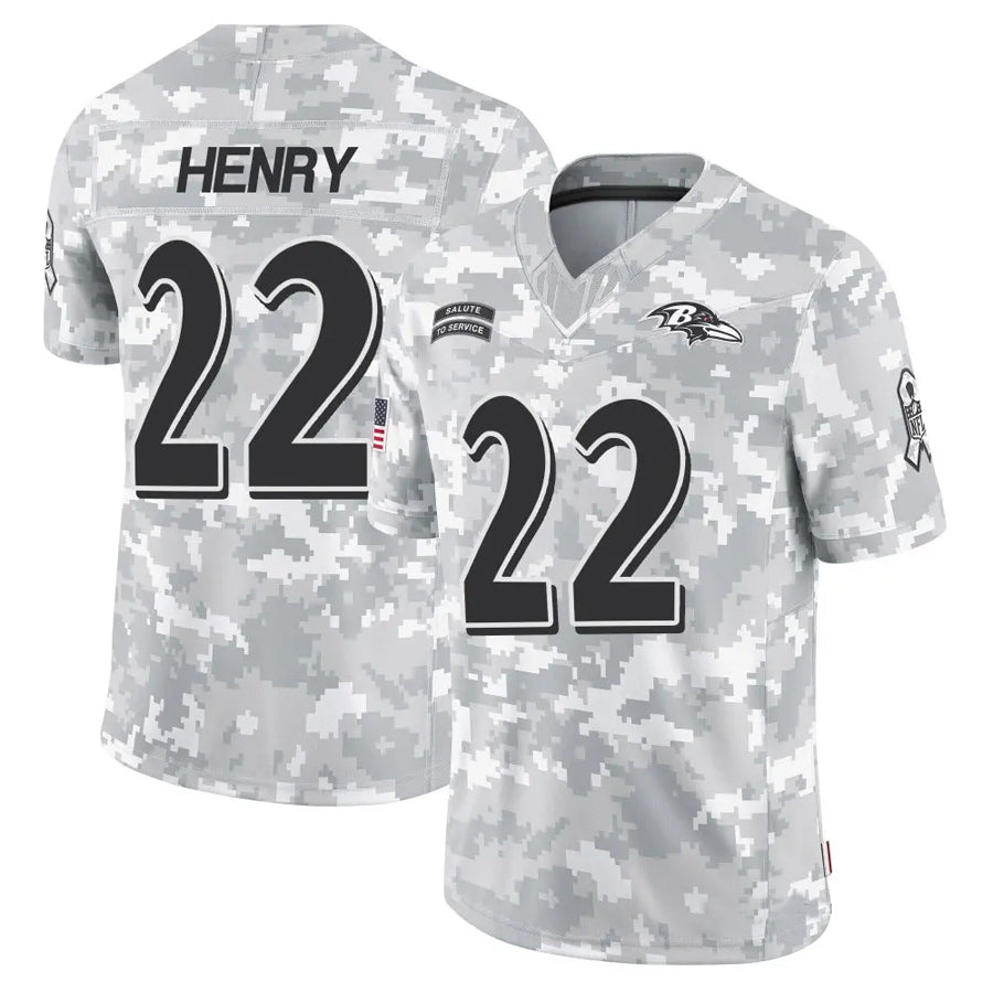 B.Ravens #22 Derrick Henry Player Arctic Camo Salute to Service Limited Edoa Stitched Jerseys