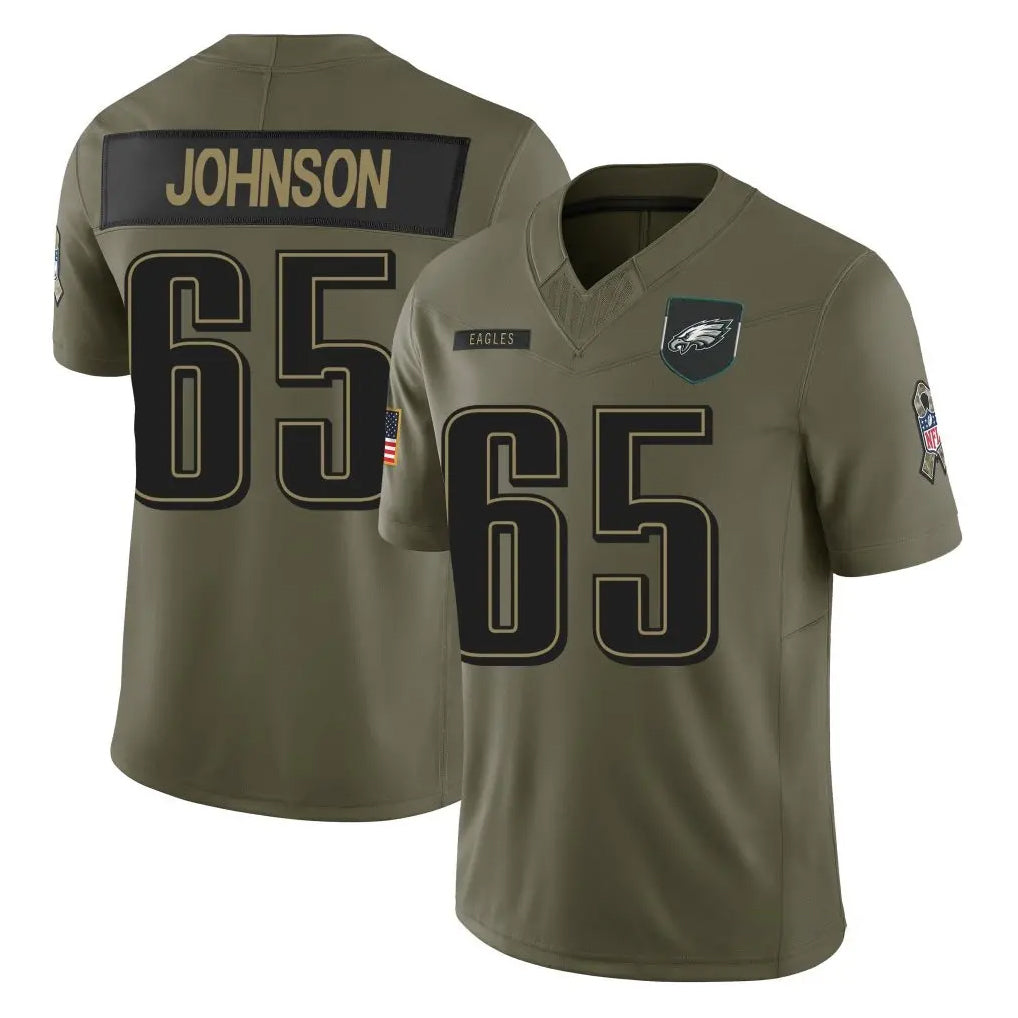 P.Eagles #65 Lane Johnson Player Olive 2025 Salute To Service Limited Edoa Stitched Jerseys