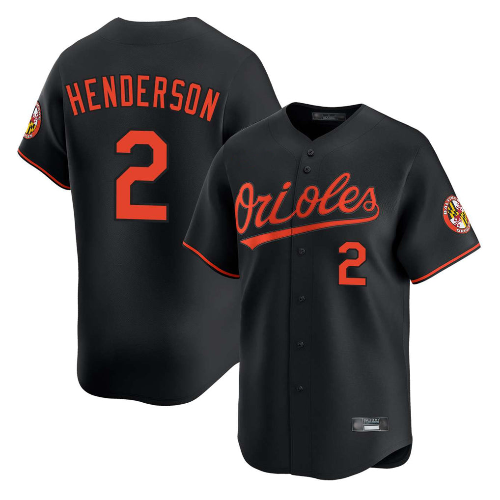 B.Orioles #2 Gunnar Henderson Player Black Limited Home Game Edoa Stitched Jerseys