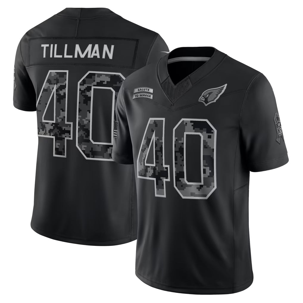 A.Cardinals #40 Pat Tillman Player Black Limited 2026 Salute to Service Home Game Edoa Stitched Jerseys