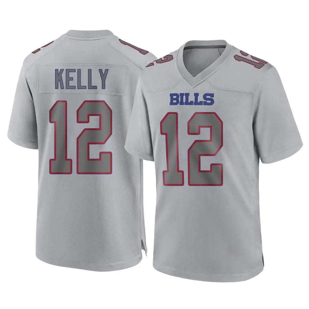 B.Bills #12 Jim Kelly Player Gray Fashion Home Game Edoa Stitched Jerseys