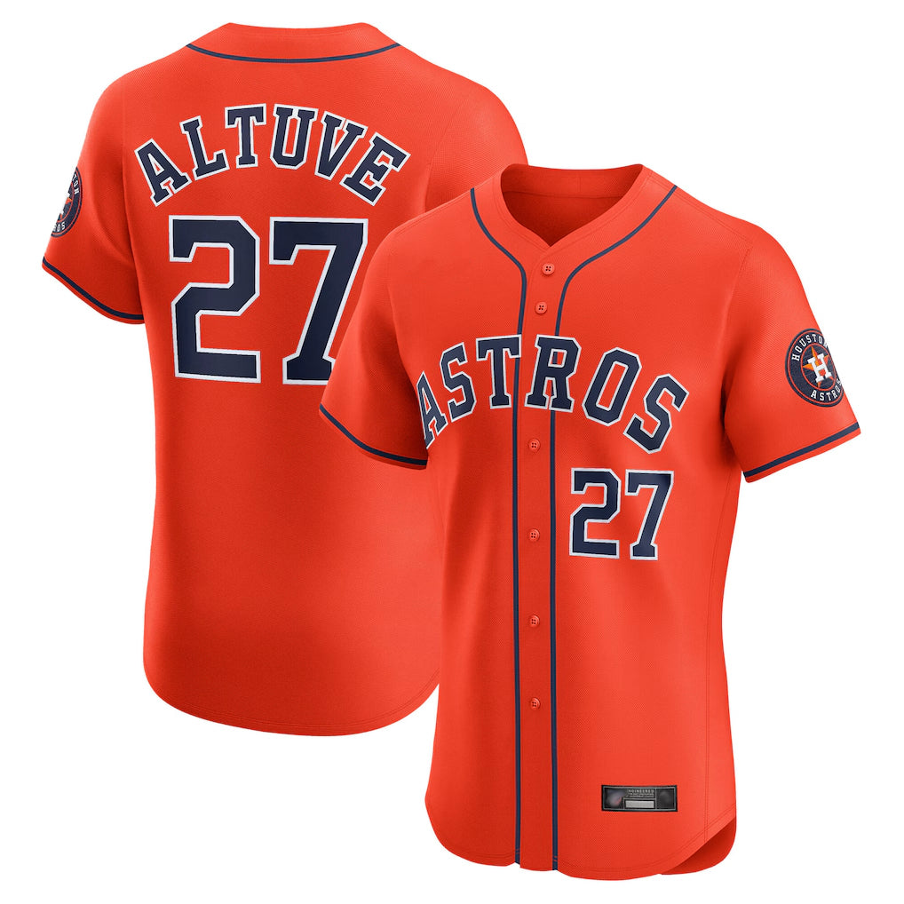 H.Astros #27 Jose Altuve Player Orange Home Limited Elite Edoa Stitched Jerseys